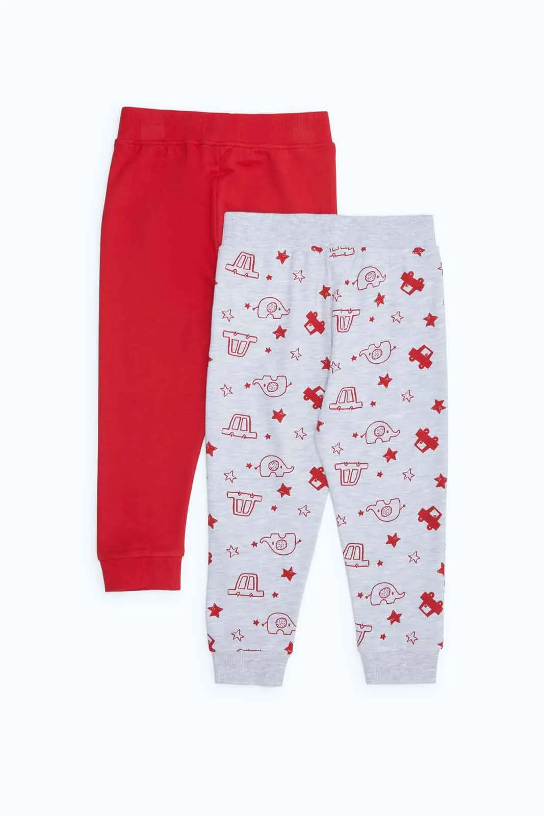 Infant Boys Red And Grey Track Pants (Pack of 2)