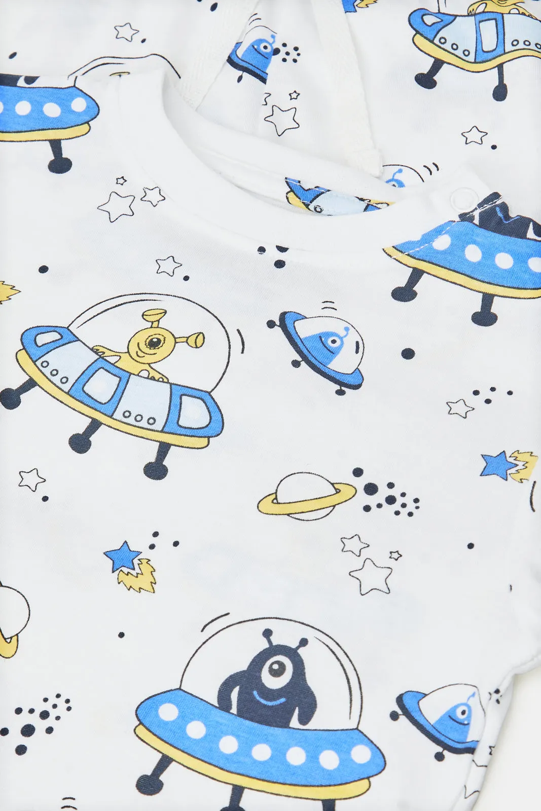 Infant Boys White And Blue Space Pyjama Set (4 Piece)