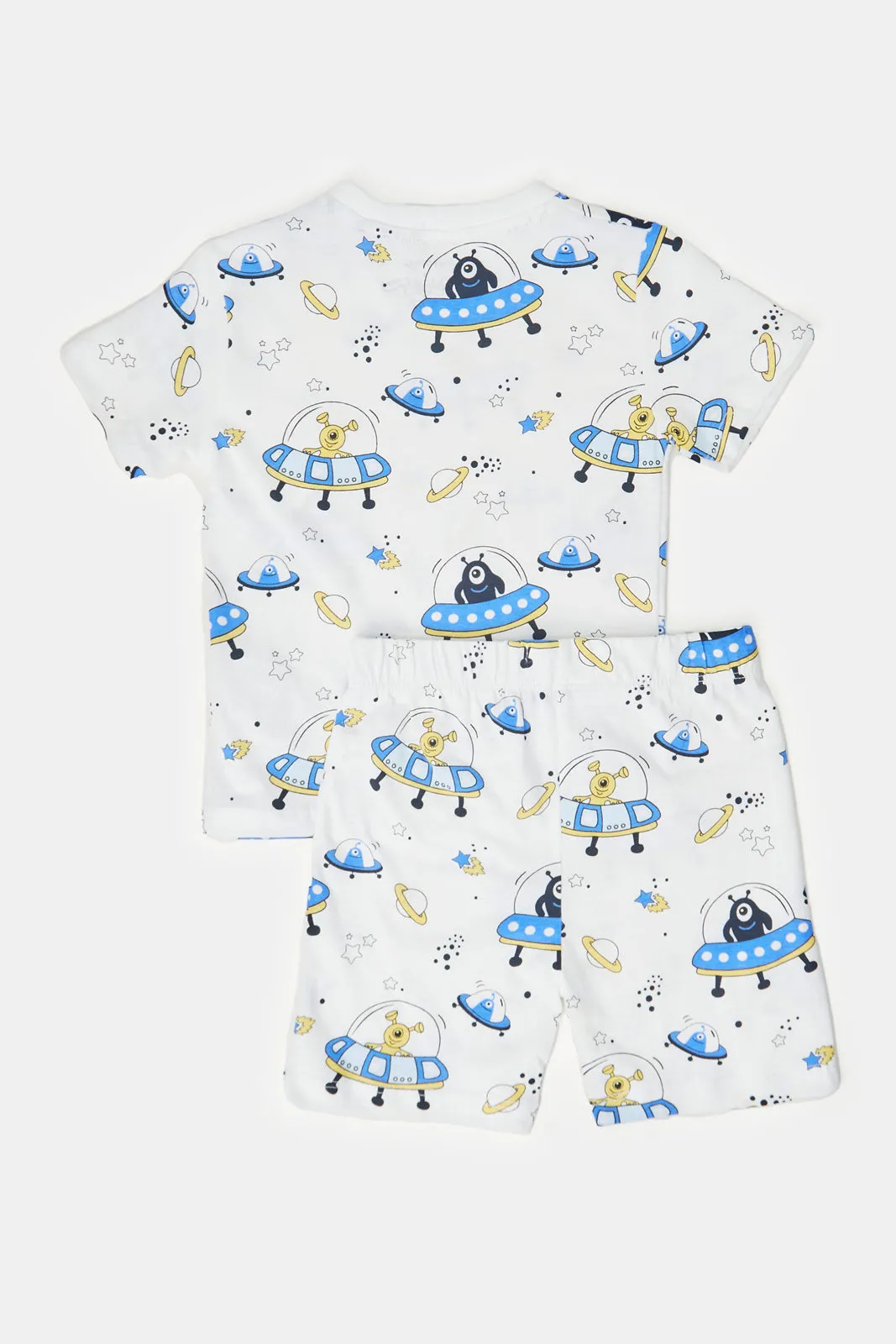 Infant Boys White And Blue Space Pyjama Set (4 Piece)