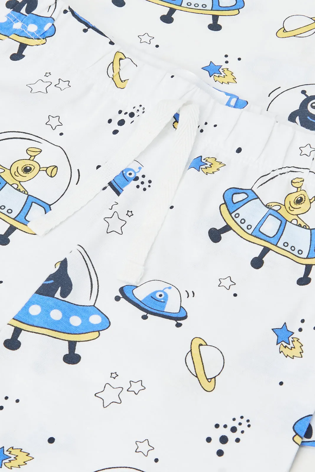 Infant Boys White And Blue Space Pyjama Set (4 Piece)