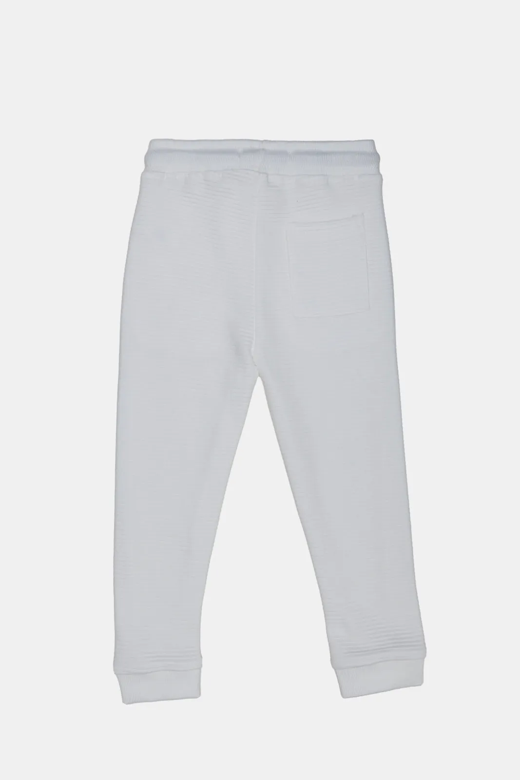 Infant Boys White Ribbed Track Pants