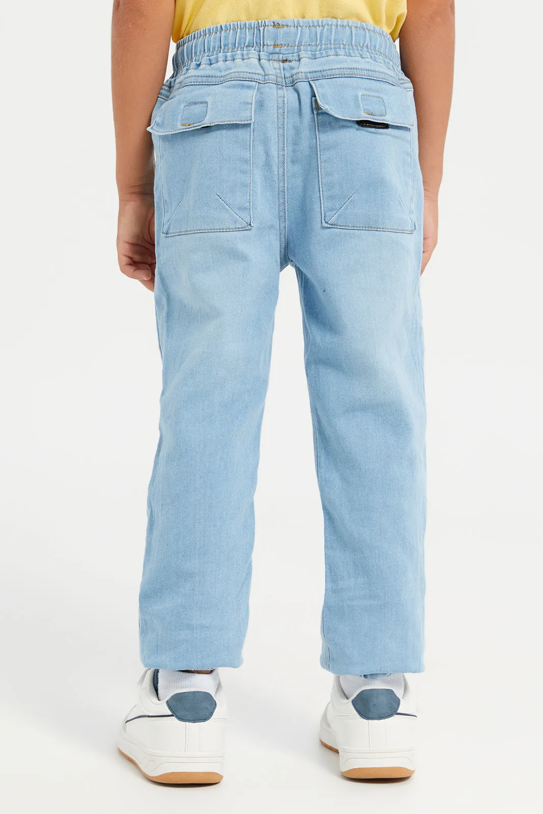 Junior Boys Blue  Knit Denim Jogger With Accessories