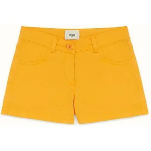 Kids Girls Orange Stretch Cotton Denim Shorts