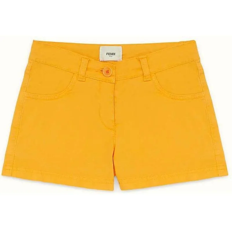 Kids Girls Orange Stretch Cotton Denim Shorts