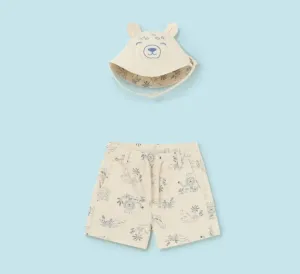 Mayoral Baby & Toddler Boys Cream Jungle Animal Shorts and Hat