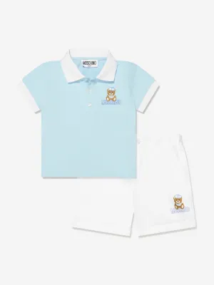 Moschino Baby Boys Polo Shirt And Shorts Set in Blue