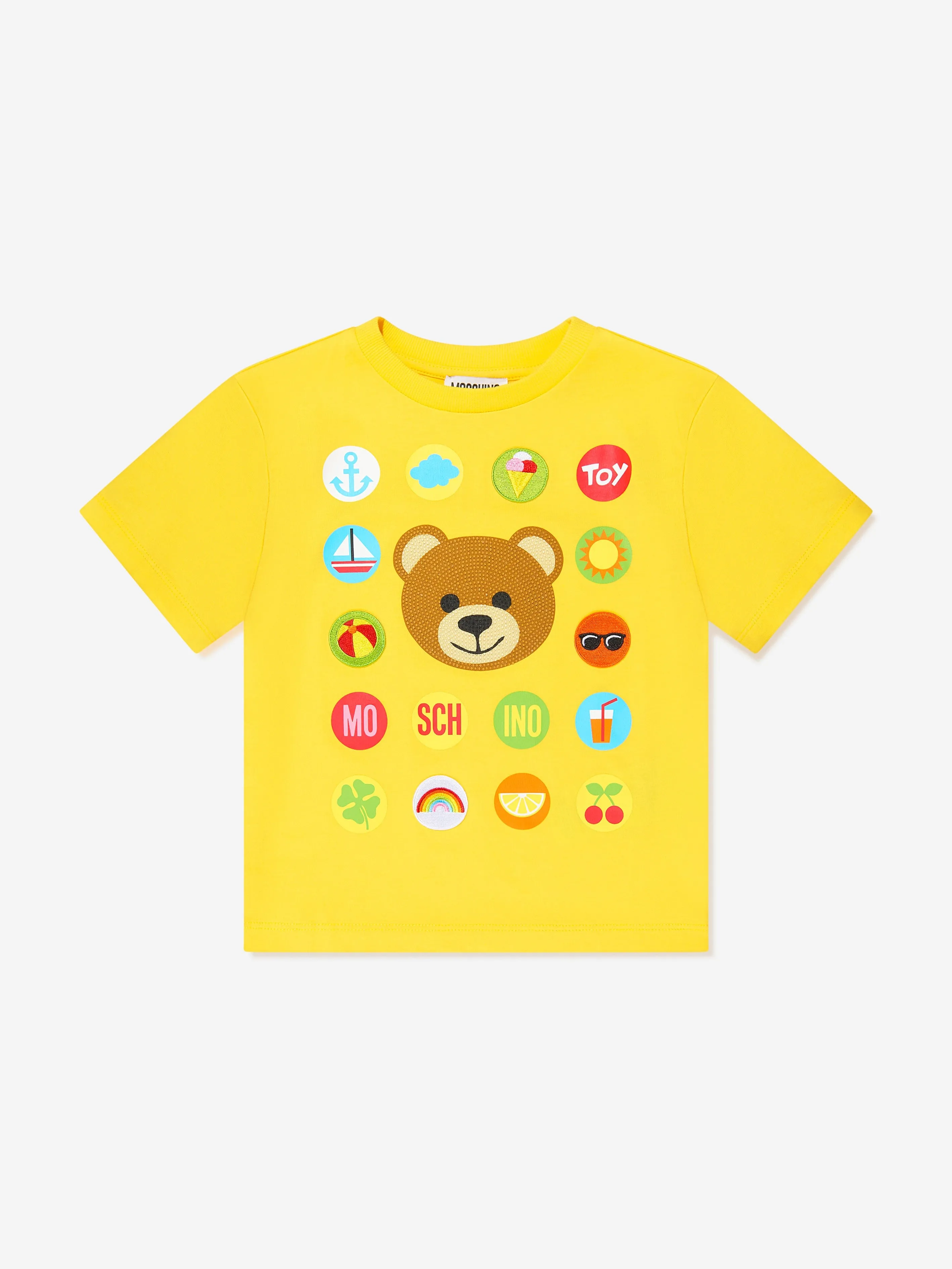 Moschino Kids Teddy Print T-Shirt in Yellow