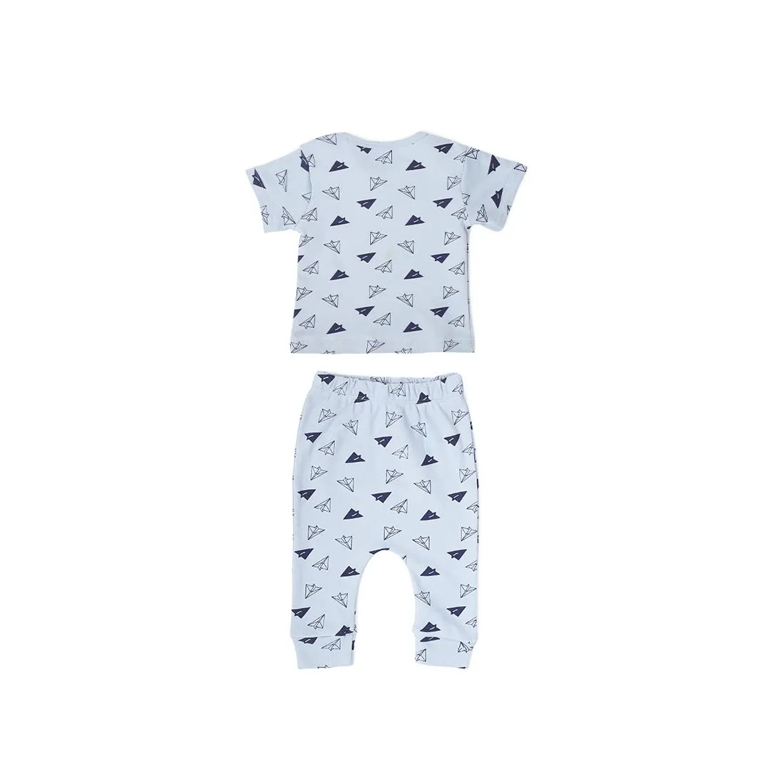 Mush Ultra Soft Bamboo Unisex Tees & Pants Combo Set for New Born Baby/Kids,Pack of 2 (3-6 Month, Aeroplane)