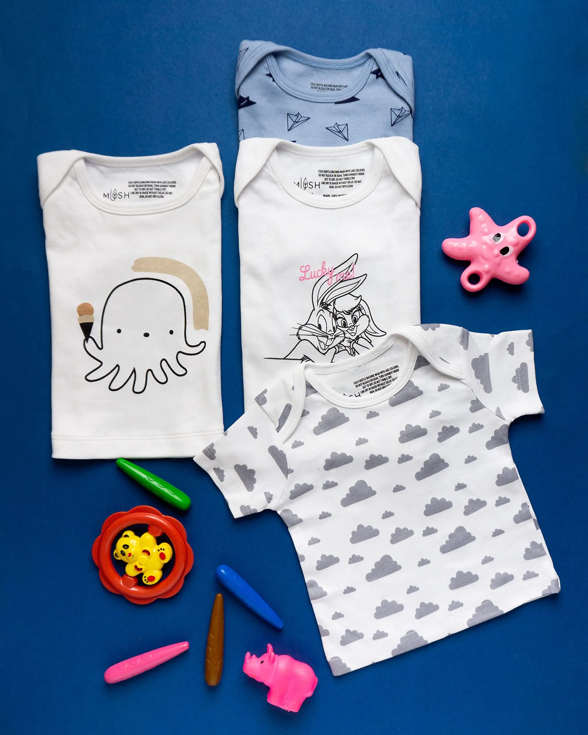 Mush Ultra Soft Bamboo Unisex Tees & Pants Combo Set for New Born Baby/Kids,Pack of 2 (3-6 Month, Aeroplane)