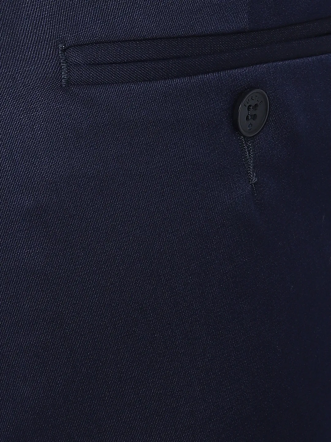 Navy Blue Solid Slim Fit Trouser