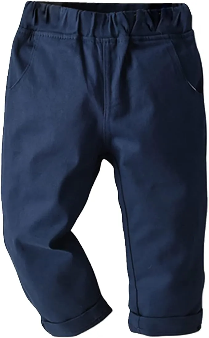 Navy Blue Toddler Baby Boy Pull On Cargo Pants Overall Chino Trousers Athletic Jogger Sweatpants