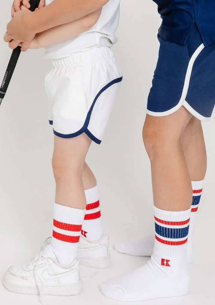 Navy Retro Super Short With White Piping