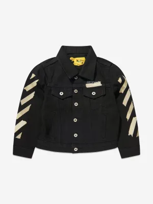 Off-White Boys Paper Tape Arrow Denim Jacket in Black