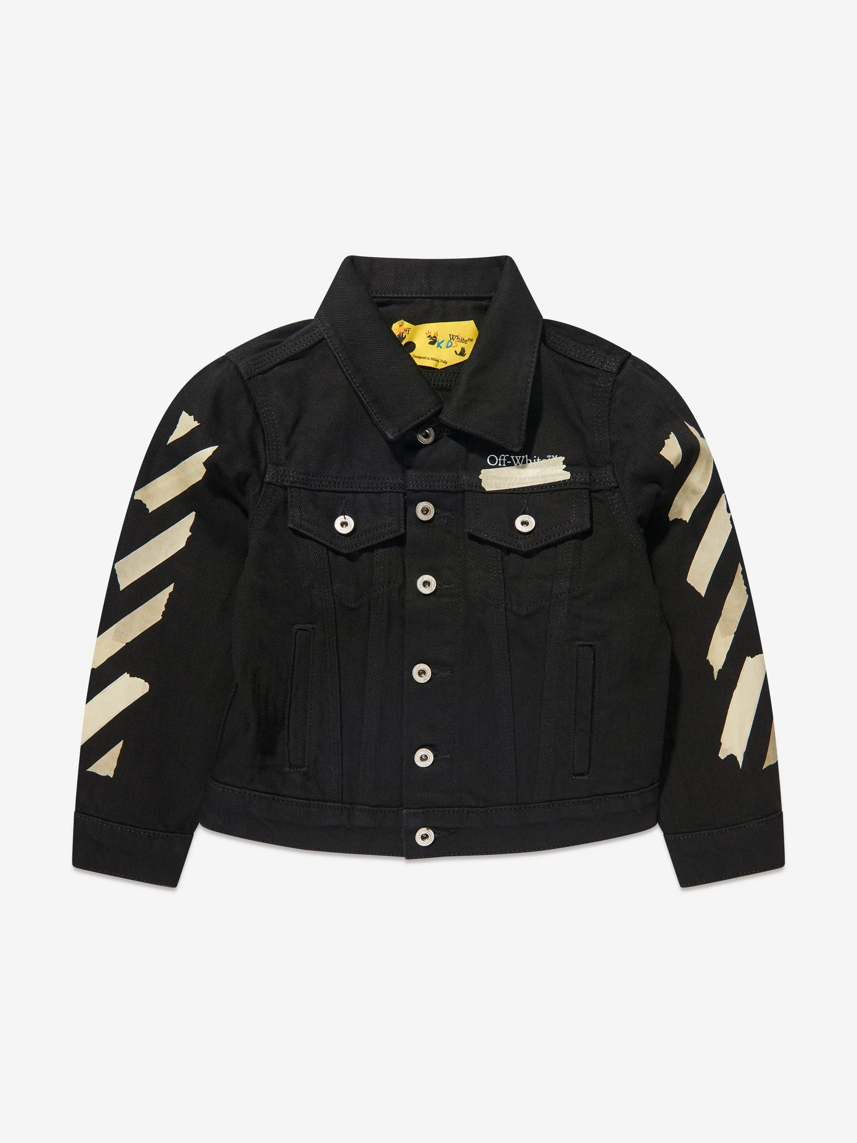 Off-White Boys Paper Tape Arrow Denim Jacket in Black