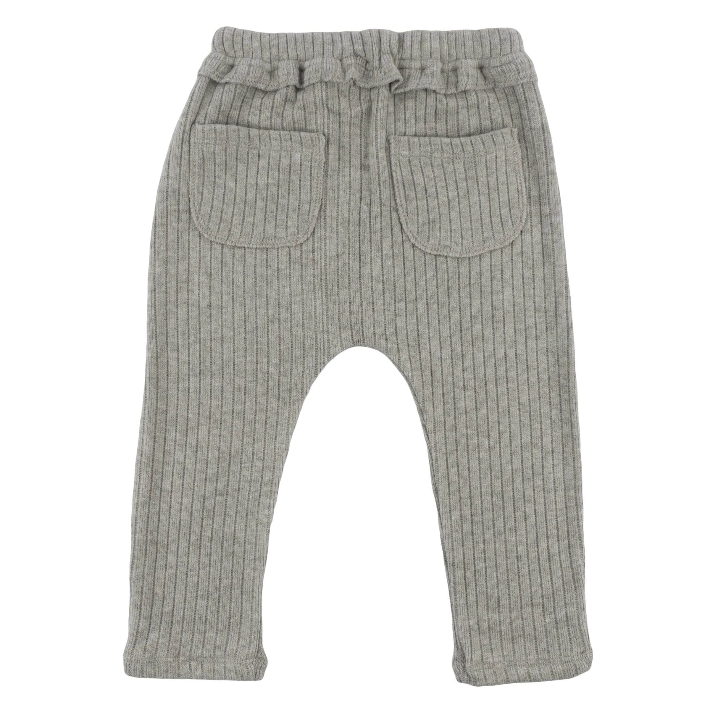 oh baby! Wide Rib Fuzzy Sweater Knit Brooklyn Jogger Pants - Heather Gray