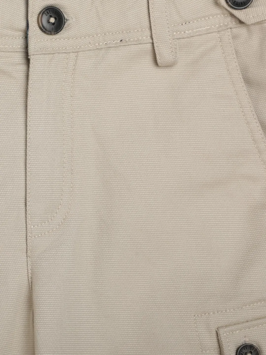 One Friday Beige Solid Shorts