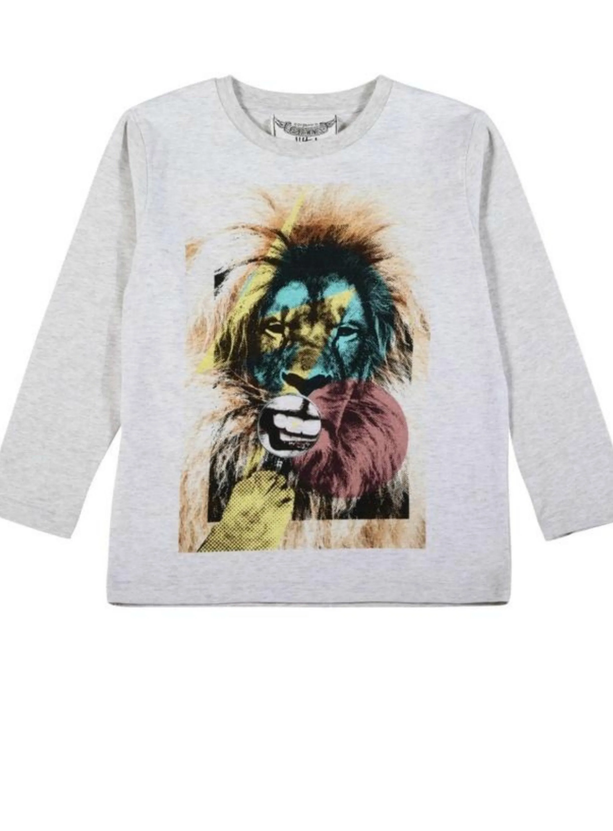 Paper Wings Lion Smile Boys Long Sleeve Organic Cotton Shirt