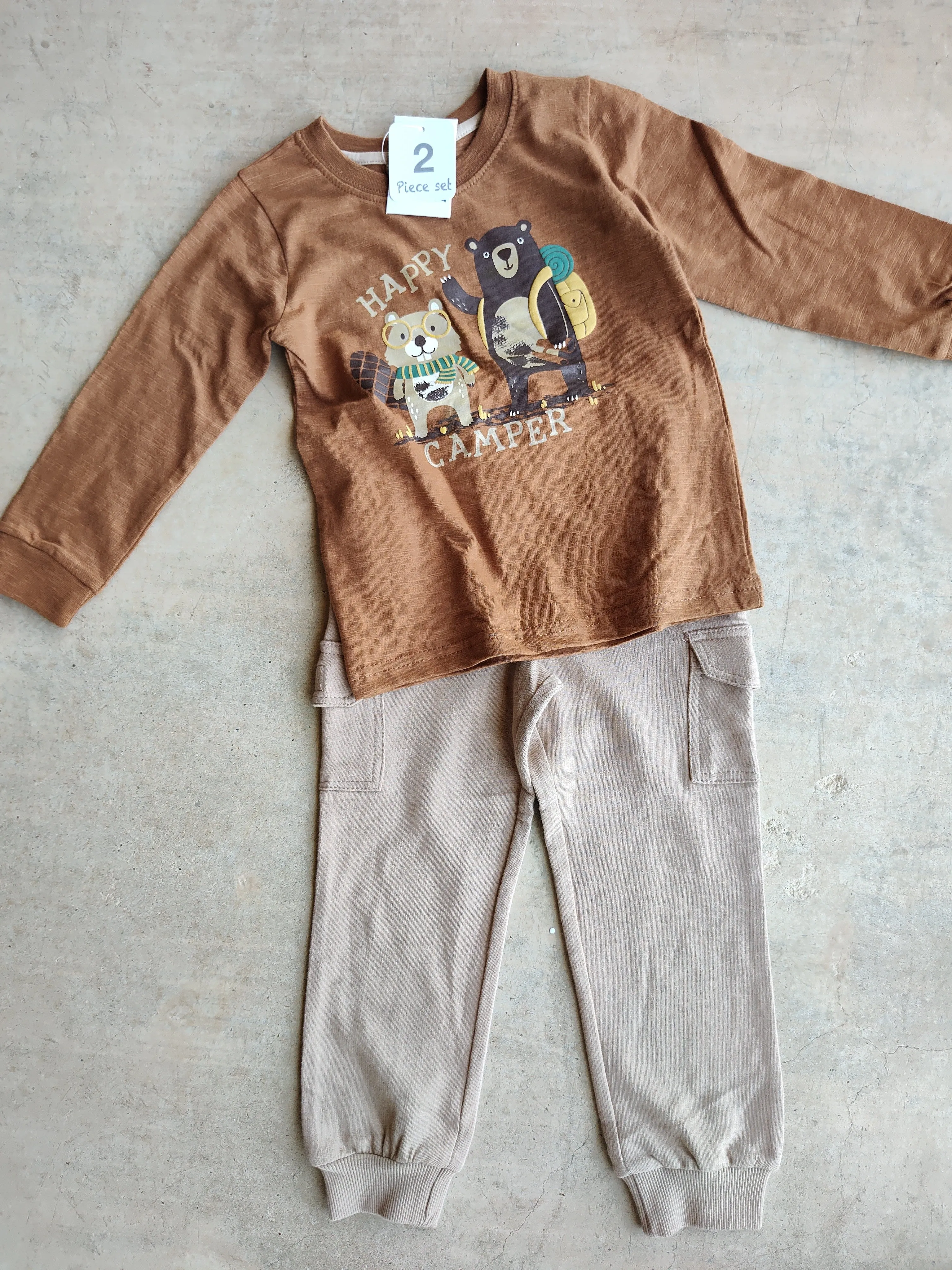 "Happy Camper" Two Piece Cargo Jogger Set