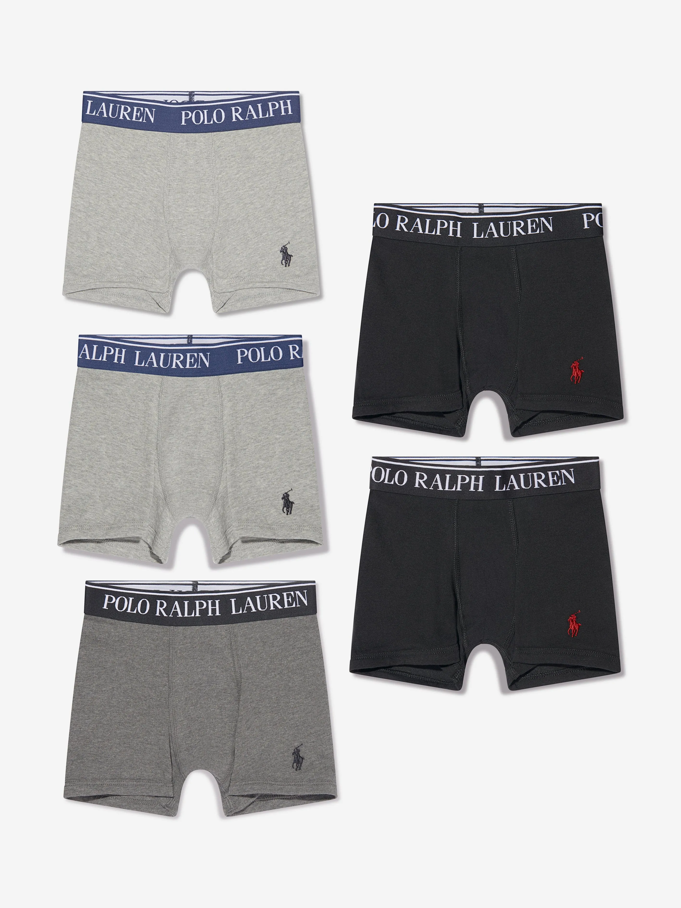 Ralph Lauren Boys 5 Pack Boxer Shorts Set in Grey