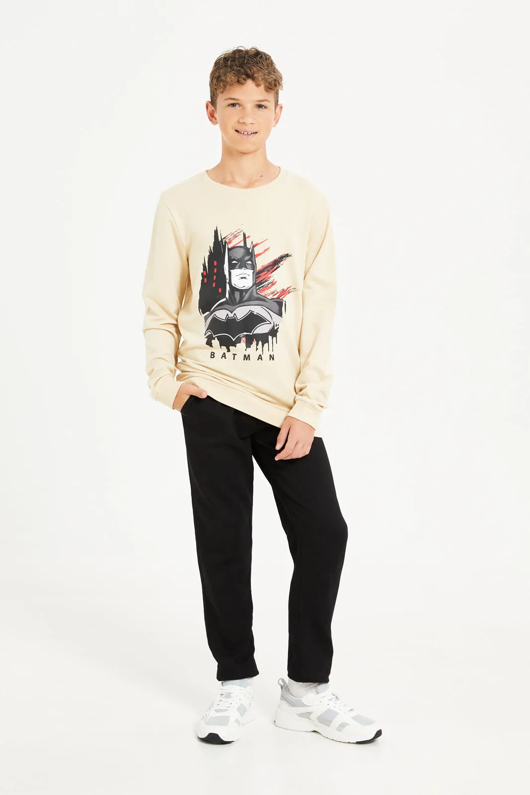 Senior Boys Beige Batman Sweatshirt