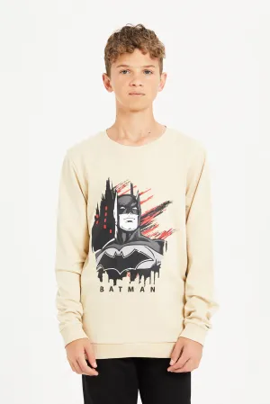 Senior Boys Beige Batman Sweatshirt