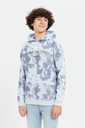 Senior Boys Blue Printed Sweatshirt