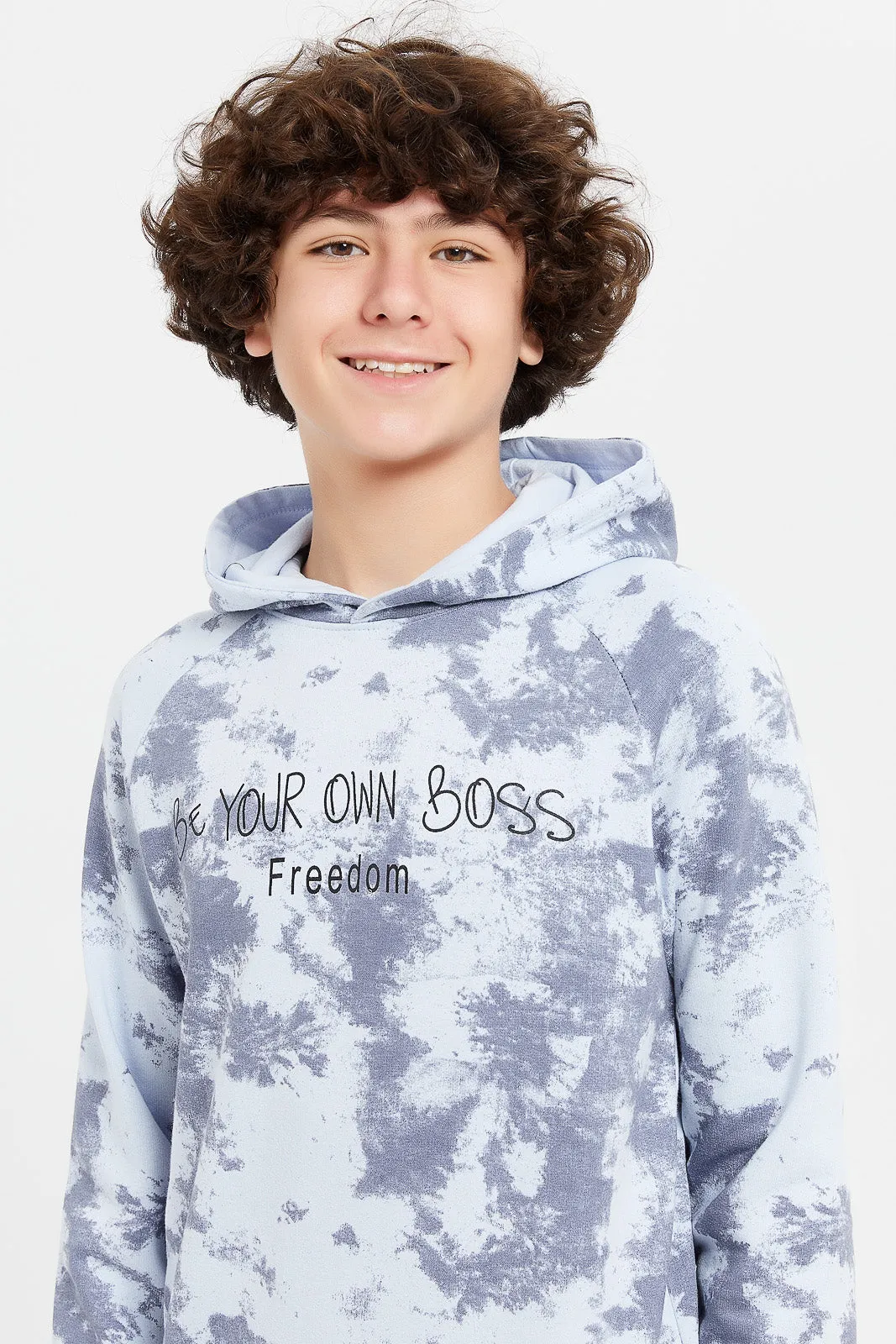 Senior Boys Blue Printed Sweatshirt