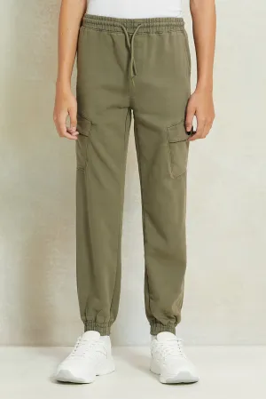 Senior Boys Green Cargo Active Pants