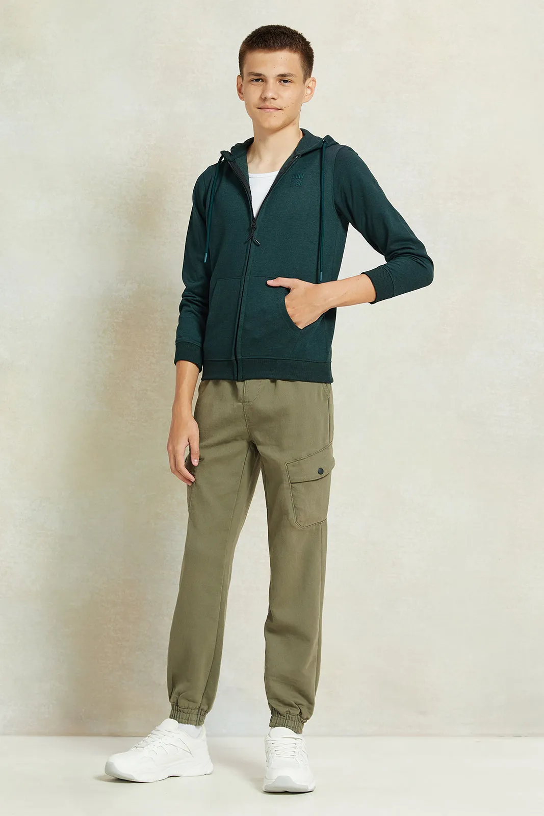 Senior Boys Green Cargo Active Pants