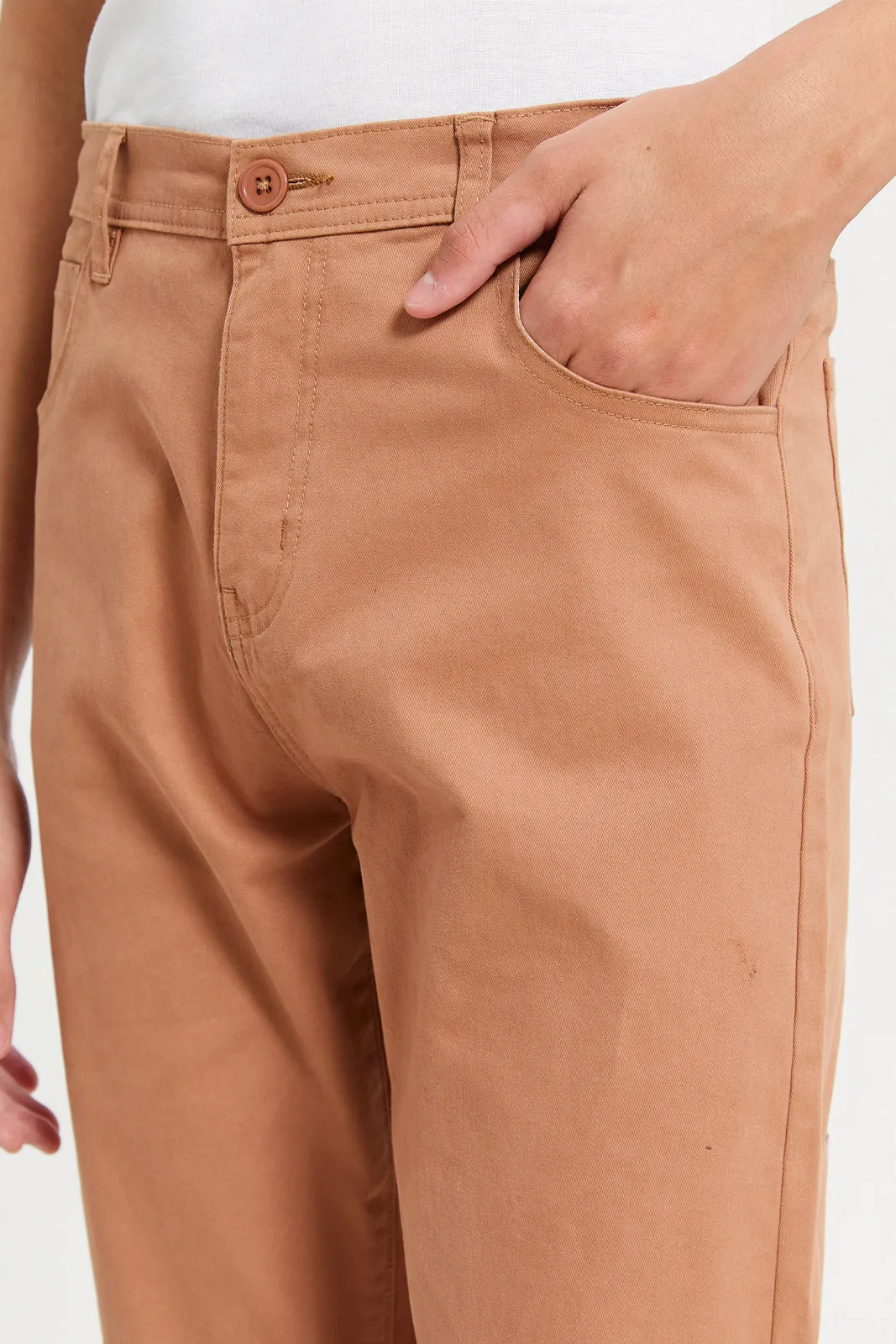 Senior Boys Rust 5 Pocket Table Trousers