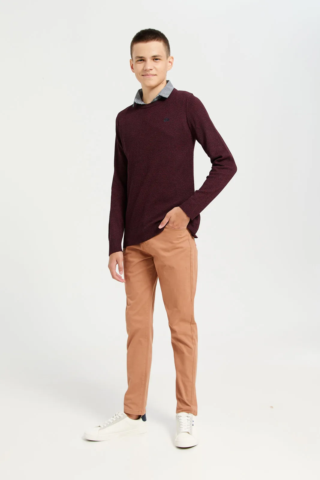 Senior Boys Rust 5 Pocket Table Trousers