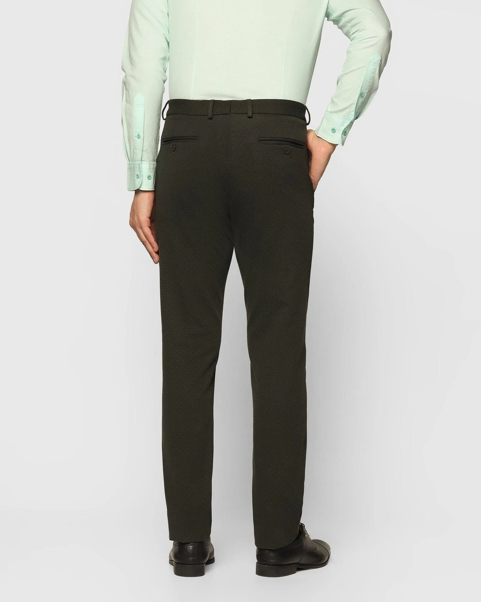 Slim Comfort B-95 Formal Olive Textured Trouser - Niclaus