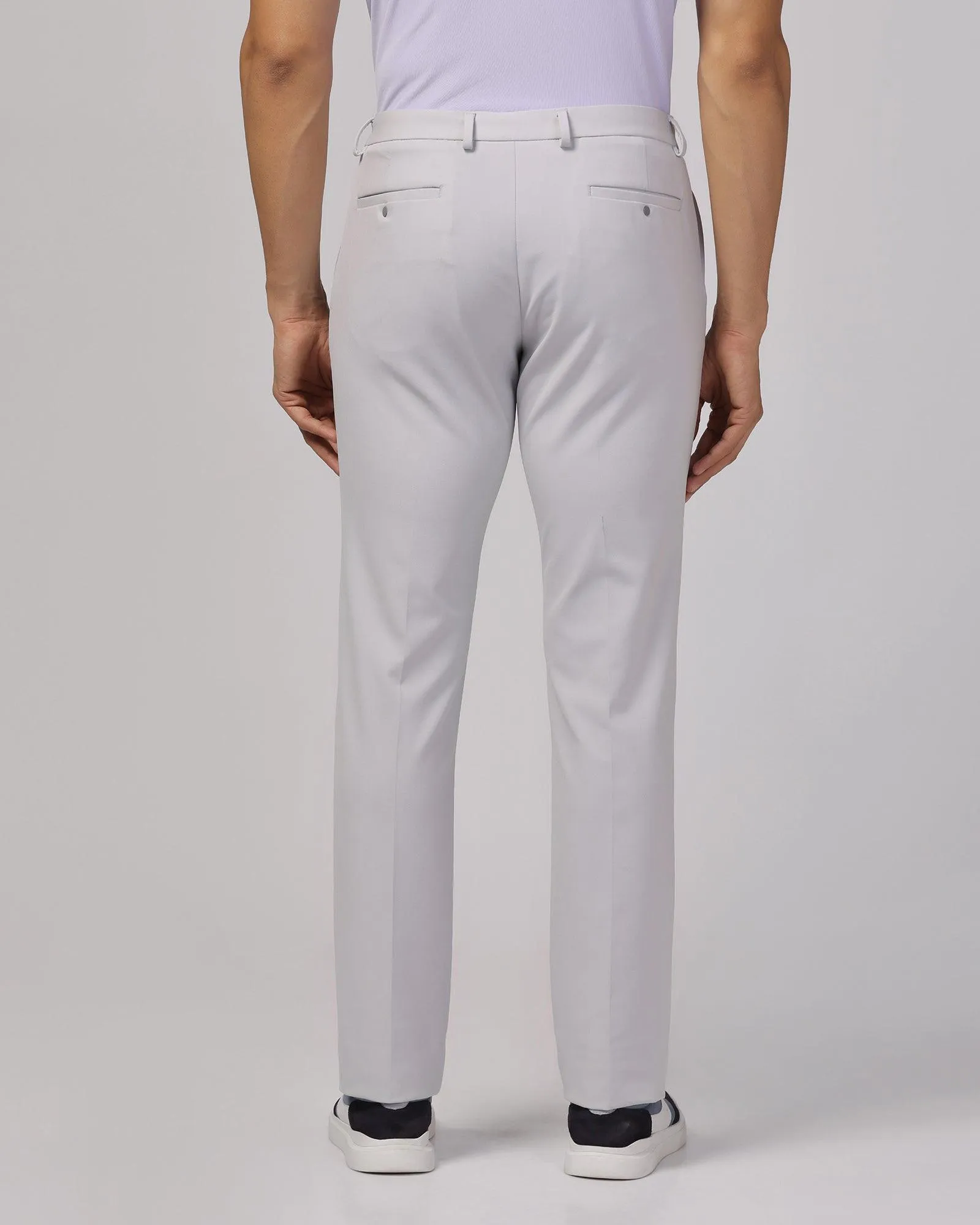 TechPro Slim Fit B-91 Formal Light Grey Solid Trouser - Blackbird