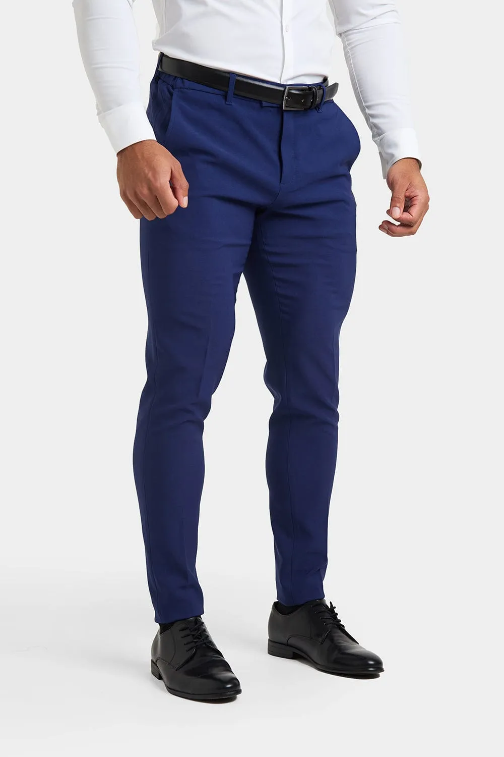 True Muscle Fit Tech Suit Trousers in Ink Blue