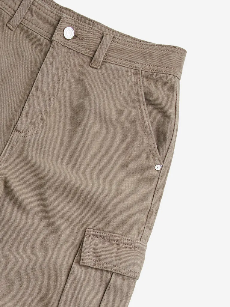 Y&F Kids Brown Mid-Rise Cotton Blend Pants